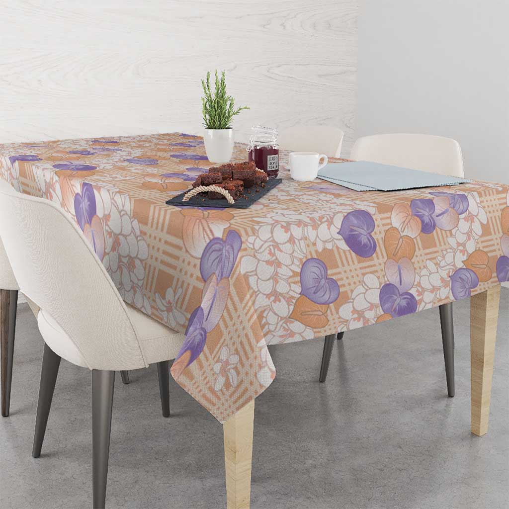 Anthurium Plumeria Lei Pastel Tablecloth Orange Hawaiian Splendid Palaka LT01 - Polynesian Pride