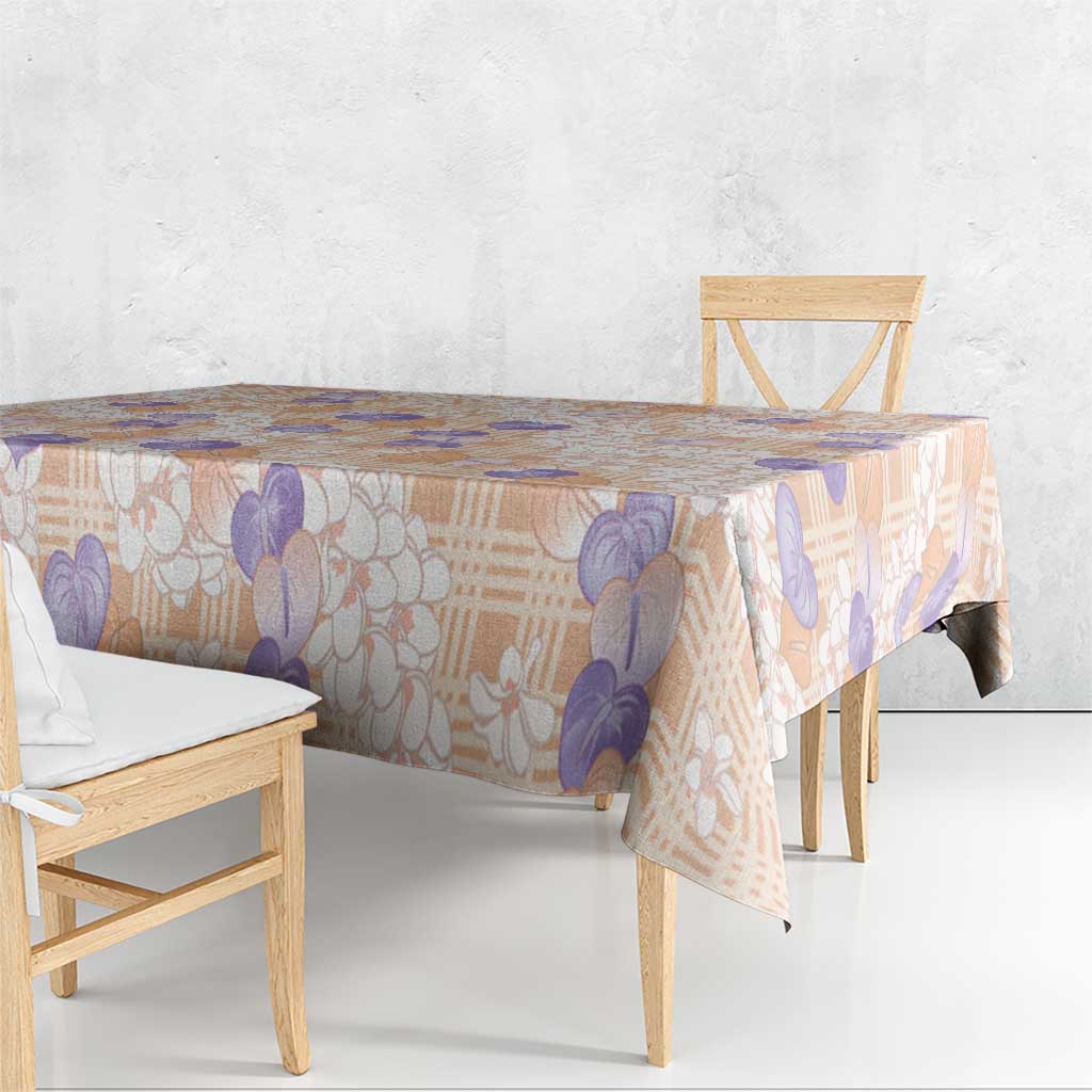 Anthurium Plumeria Lei Pastel Tablecloth Orange Hawaiian Splendid Palaka LT01 - Polynesian Pride