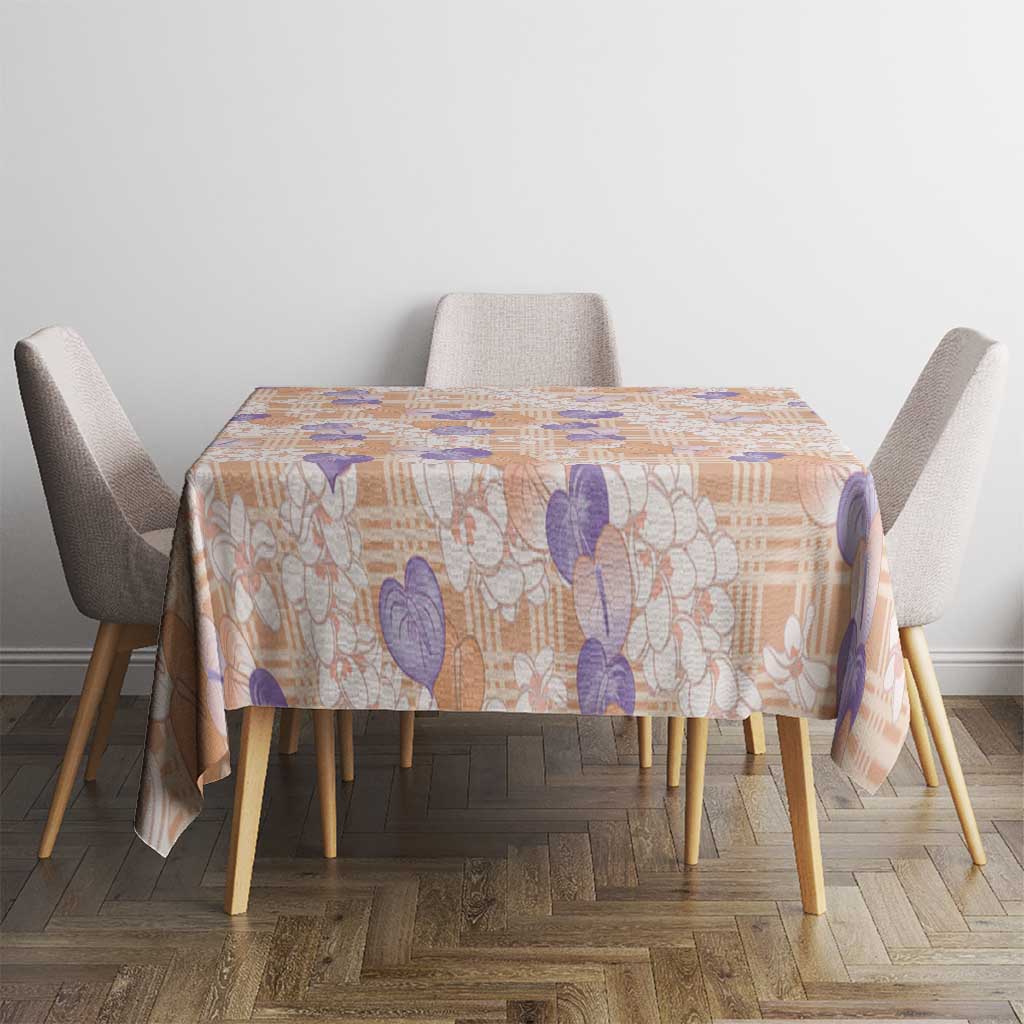 Anthurium Plumeria Lei Pastel Tablecloth Orange Hawaiian Splendid Palaka LT01 - Polynesian Pride