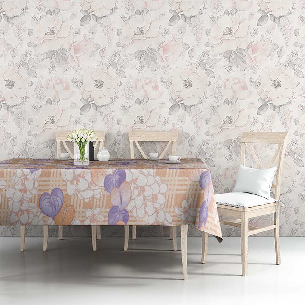 Anthurium Plumeria Lei Pastel Tablecloth Orange Hawaiian Splendid Palaka LT01 - Polynesian Pride