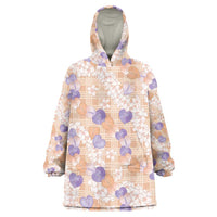 Anthurium Plumeria Lei Pastel Wearable Blanket Hoodie Orange Hawaiian Splendid Palaka