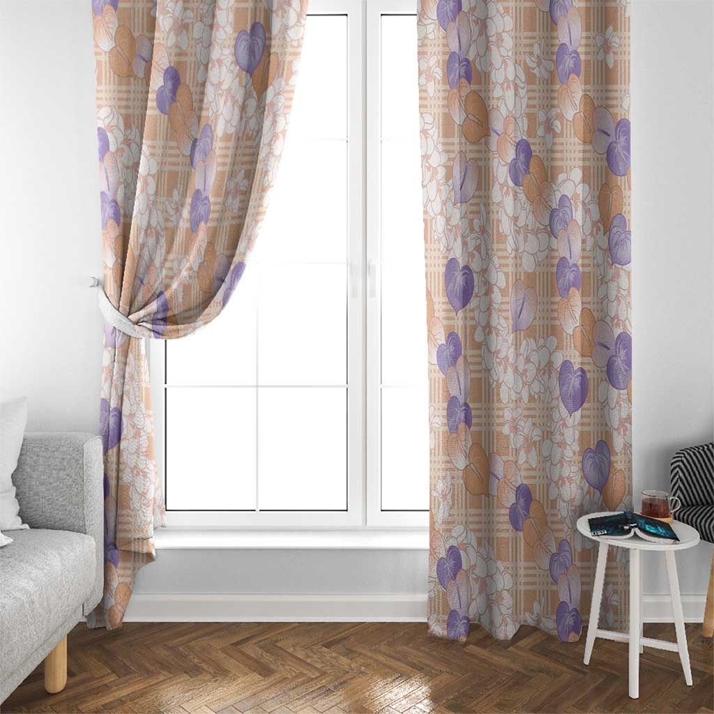 Anthurium Plumeria Lei Pastel Window Curtain Orange Hawaiian Splendid Palaka