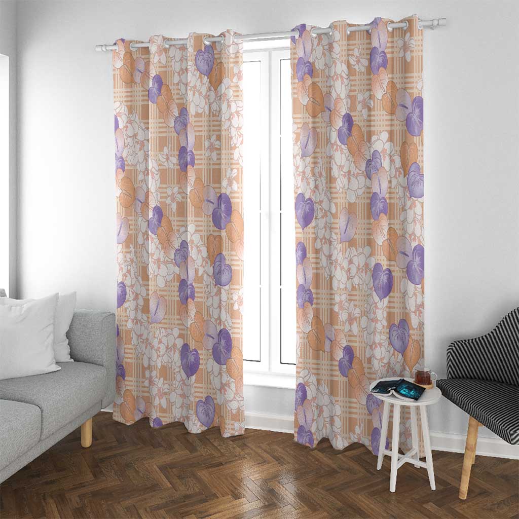 Anthurium Plumeria Lei Pastel Window Curtain Orange Hawaiian Splendid Palaka