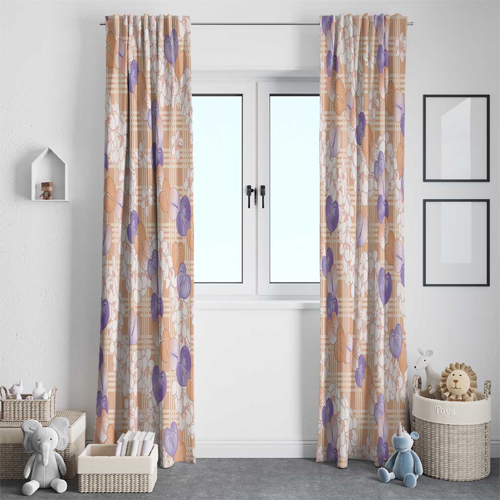 Anthurium Plumeria Lei Pastel Window Curtain Orange Hawaiian Splendid Palaka