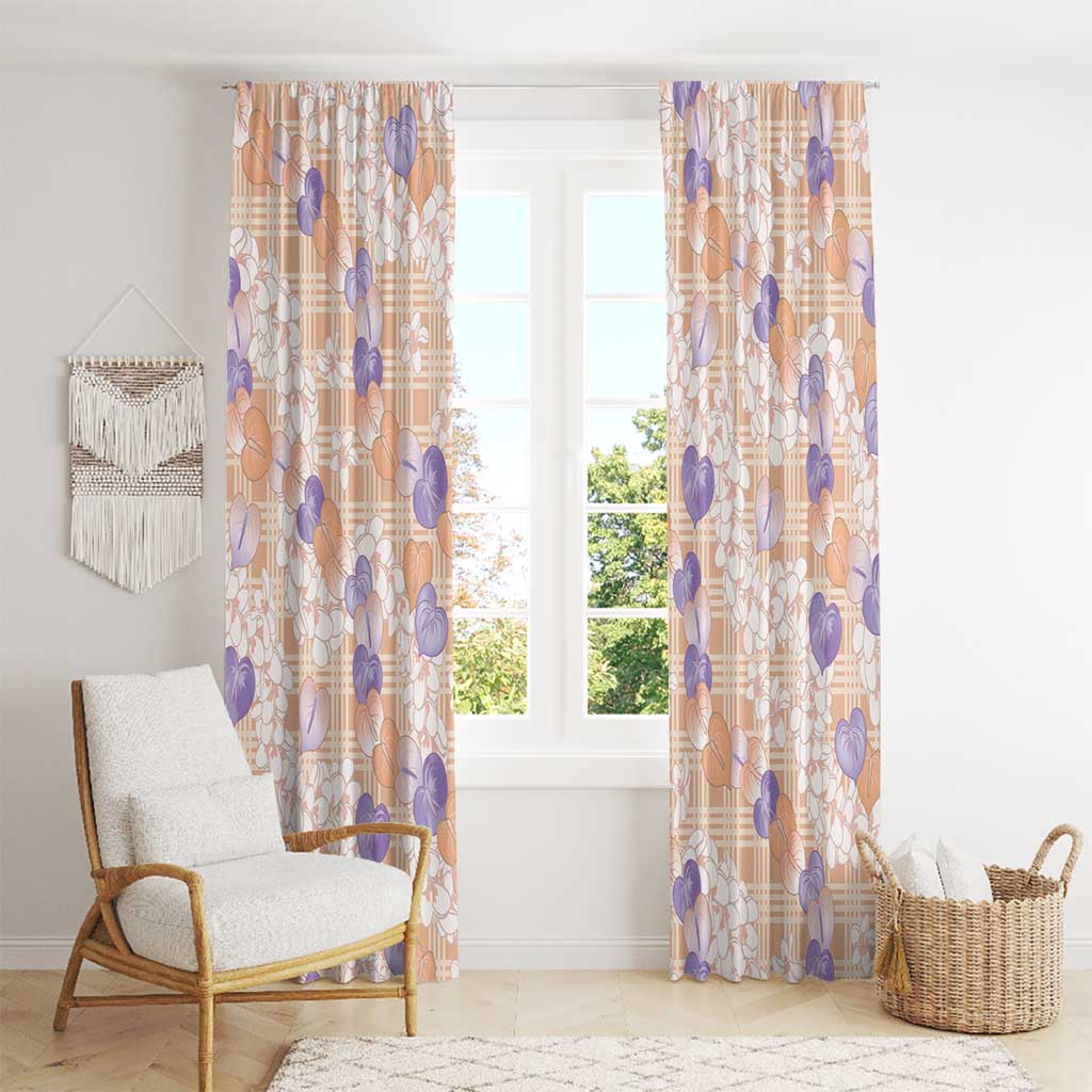 Anthurium Plumeria Lei Pastel Window Curtain Orange Hawaiian Splendid Palaka