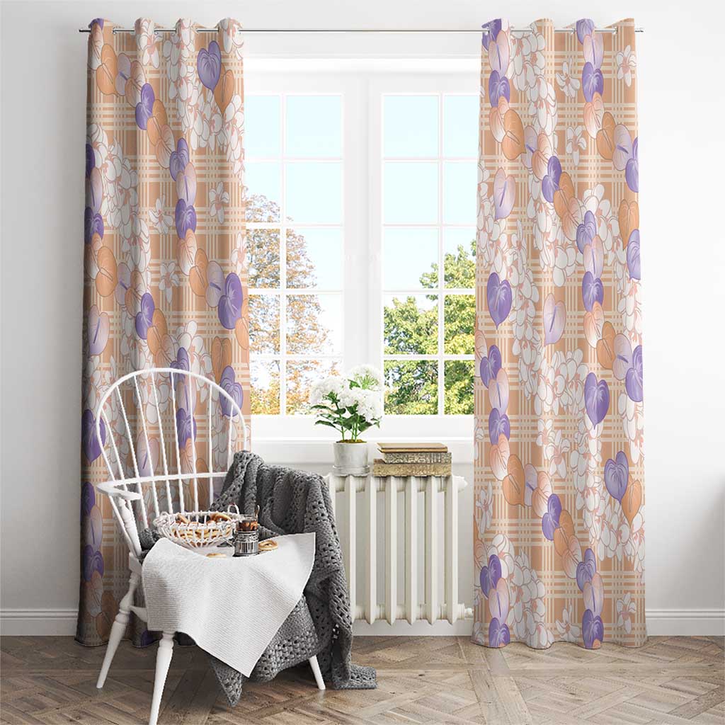 Anthurium Plumeria Lei Pastel Window Curtain Orange Hawaiian Splendid Palaka