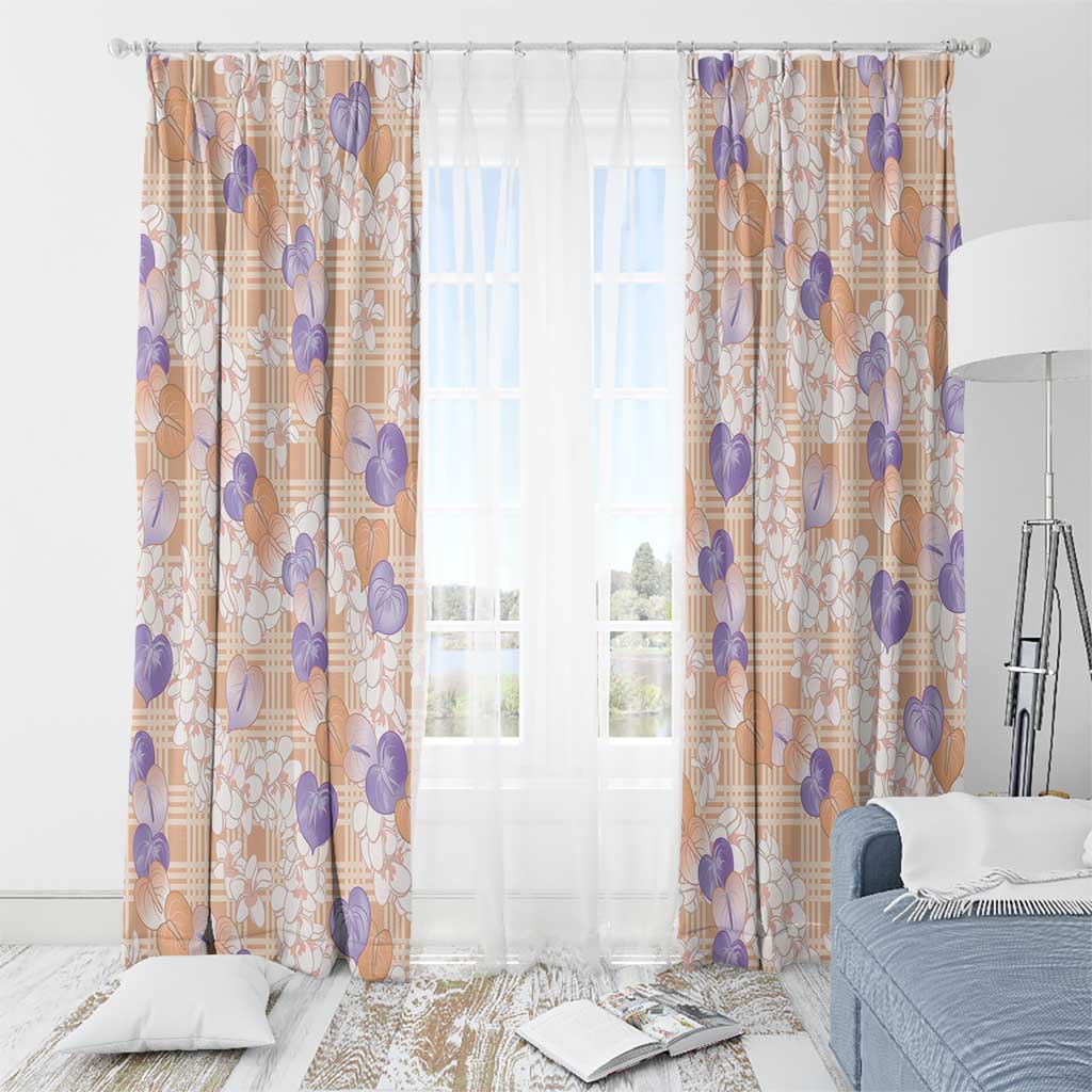 Anthurium Plumeria Lei Pastel Window Curtain Orange Hawaiian Splendid Palaka