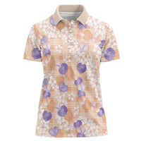 Anthurium Plumeria Lei Pastel Women Polo Shirt Orange Hawaiian Splendid Palaka LT01 Female Orange - Polynesian Pride