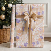 Anthurium Plumeria Lei Pastel Wrapping Paper Orange Hawaiian Splendid Palaka LT01 - Polynesian Pride