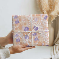 Anthurium Plumeria Lei Pastel Wrapping Paper Orange Hawaiian Splendid Palaka LT01 - Polynesian Pride