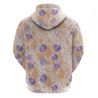 Anthurium Plumeria Lei Pastel Zip Hoodie Orange Hawaiian Splendid Palaka LT01 - Polynesian Pride