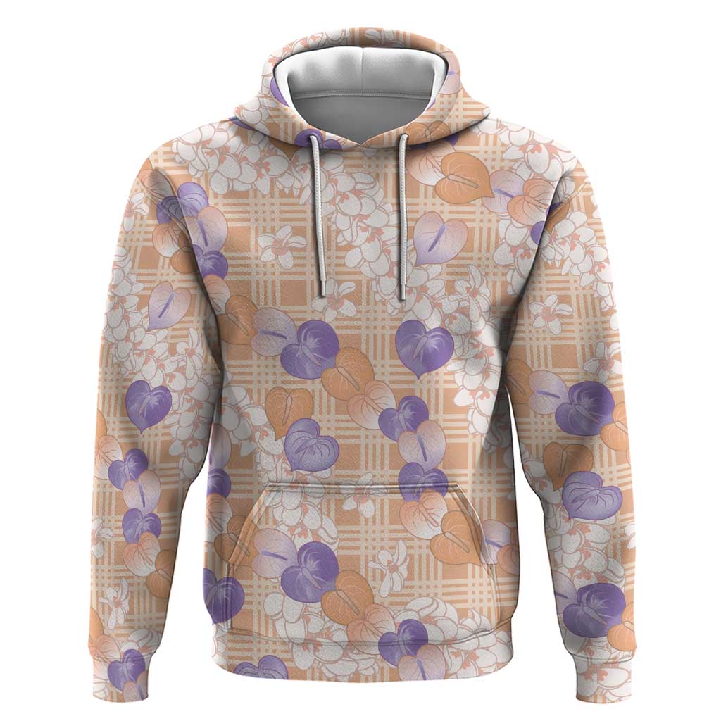 Anthurium Plumeria Lei Pastel Zip Hoodie Orange Hawaiian Splendid Palaka LT01 Pullover Hoodie Orange - Polynesian Pride