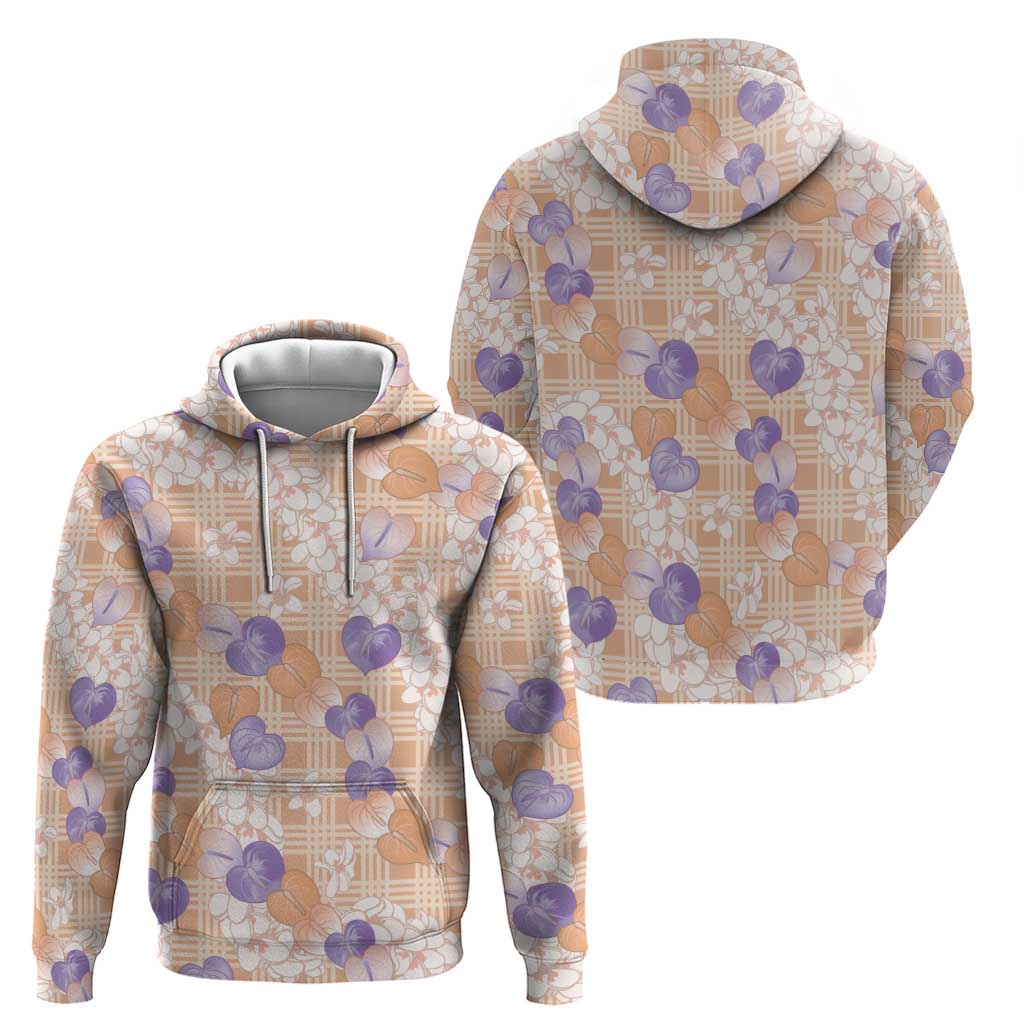 Anthurium Plumeria Lei Pastel Zip Hoodie Orange Hawaiian Splendid Palaka LT01 - Polynesian Pride