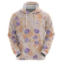 Anthurium Plumeria Lei Pastel Zip Hoodie Orange Hawaiian Splendid Palaka LT01 - Polynesian Pride