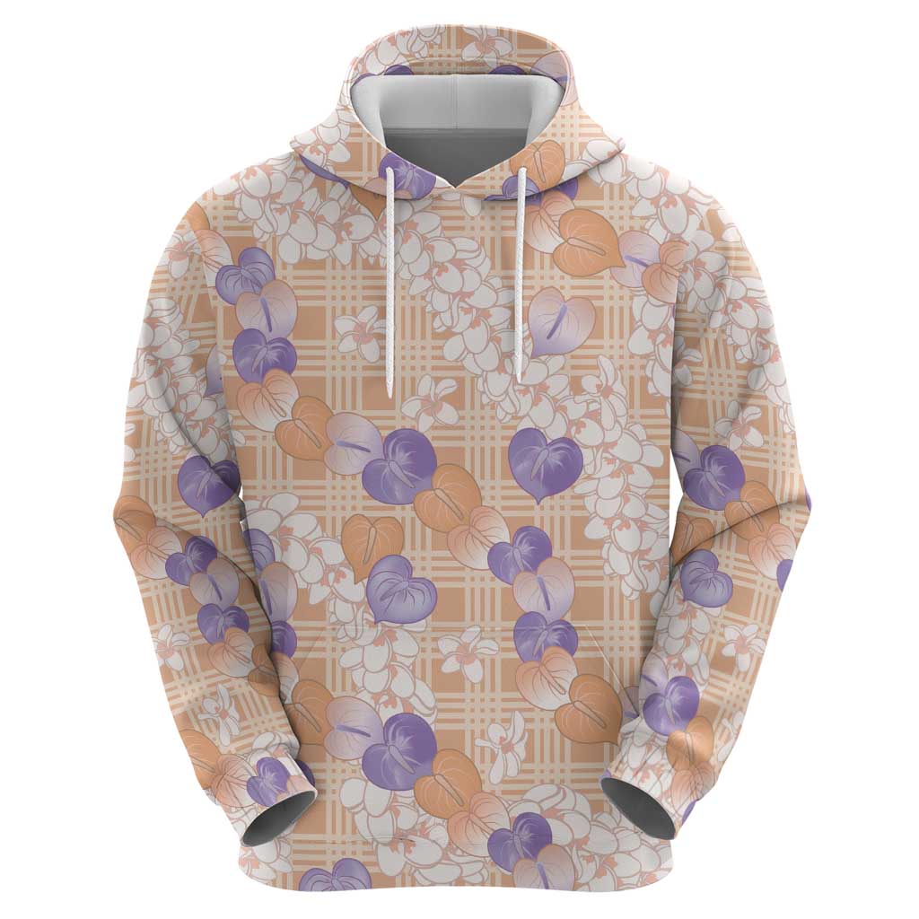 Anthurium Plumeria Lei Pastel Zip Hoodie Orange Hawaiian Splendid Palaka LT01 - Polynesian Pride