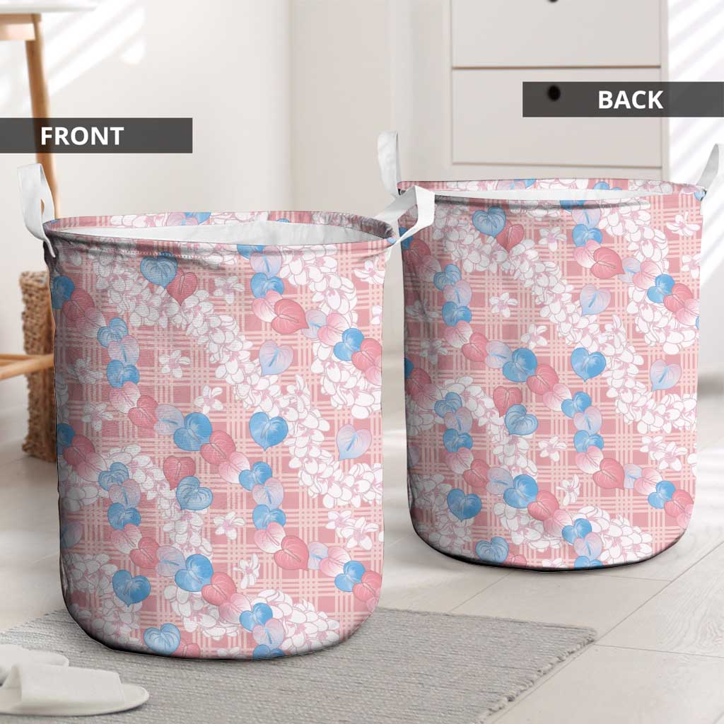 Anthurium Plumeria Lei Pastel Laundry Basket Pink Hawaiian Splendid Palaka LT01 - Polynesian Pride