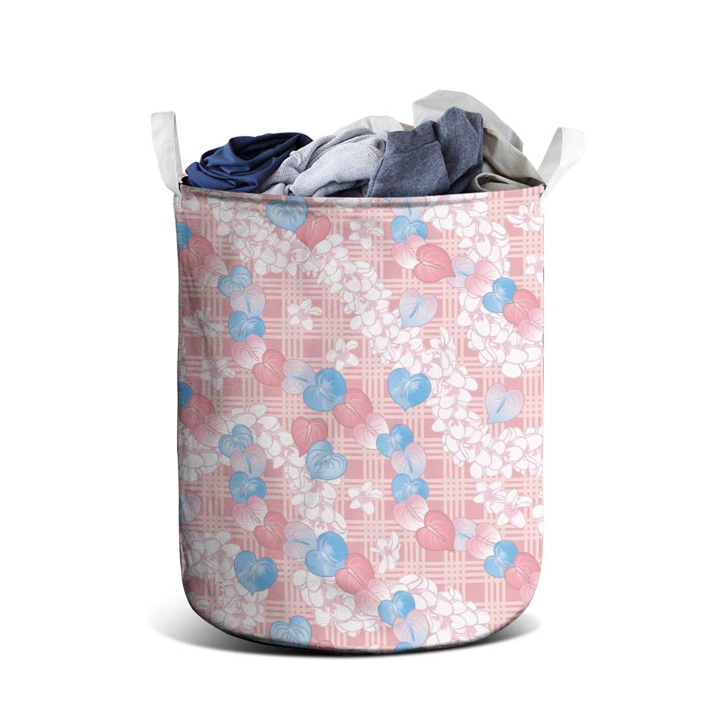 Anthurium Plumeria Lei Pastel Laundry Basket Pink Hawaiian Splendid Palaka LT01 - Polynesian Pride