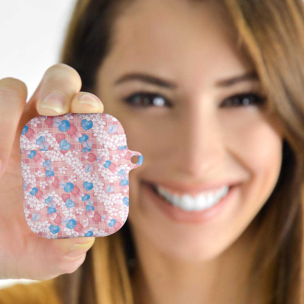 Anthurium Plumeria Lei Pastel AirPods Case Pink Hawaiian Splendid Palaka LT01 - Polynesian Pride