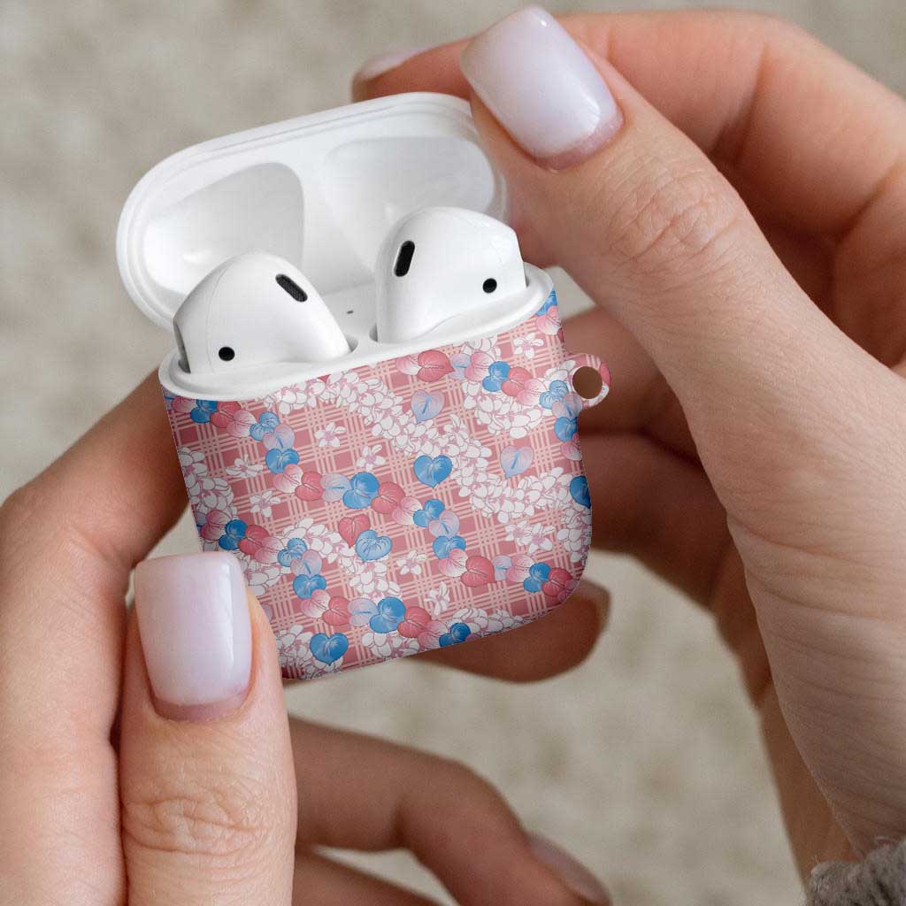 Anthurium Plumeria Lei Pastel AirPods Case Pink Hawaiian Splendid Palaka LT01 - Polynesian Pride