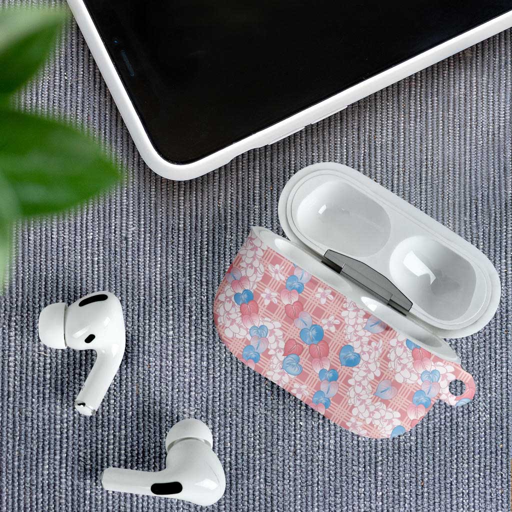 Anthurium Plumeria Lei Pastel AirPods Case Pink Hawaiian Splendid Palaka LT01 - Polynesian Pride