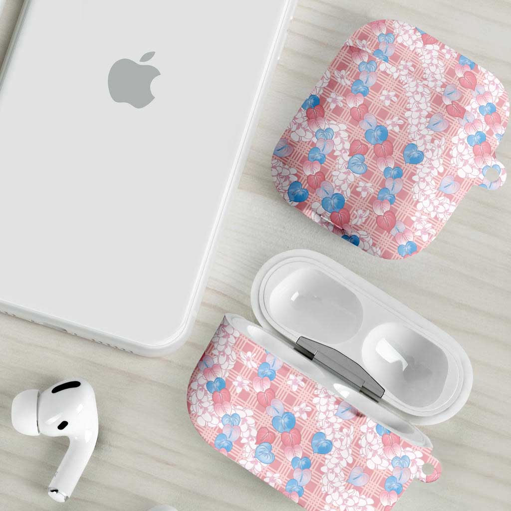 Anthurium Plumeria Lei Pastel AirPods Case Pink Hawaiian Splendid Palaka LT01 - Polynesian Pride