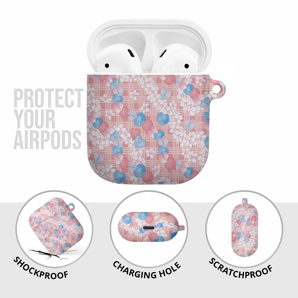 Anthurium Plumeria Lei Pastel AirPods Case Pink Hawaiian Splendid Palaka LT01 - Polynesian Pride