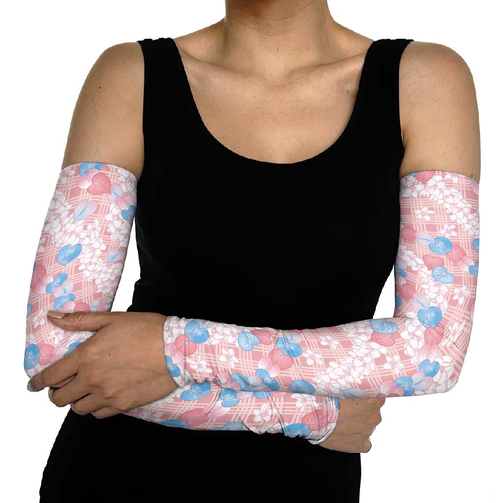Anthurium Plumeria Lei Pastel Arm Sleeves Pink Hawaiian Splendid Palaka LT01 - Polynesian Pride