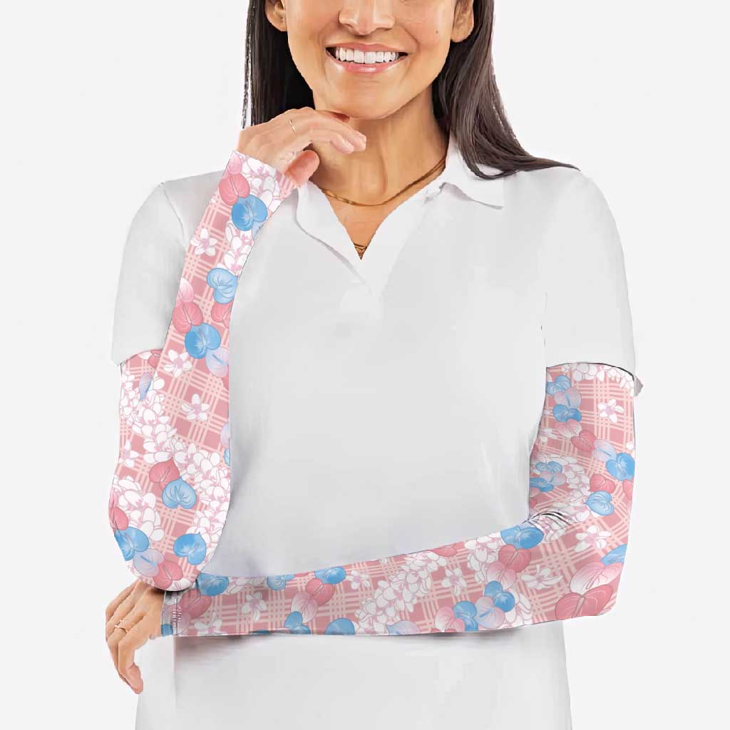 Anthurium Plumeria Lei Pastel Arm Sleeves Pink Hawaiian Splendid Palaka LT01 - Polynesian Pride