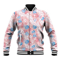 Anthurium Plumeria Lei Pastel Baseball Jacket Pink Hawaiian Splendid Palaka LT01 Unisex Pink - Polynesian Pride