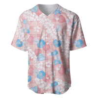 Anthurium Plumeria Lei Pastel Baseball Jersey Pink Hawaiian Splendid Palaka LT01 Pink - Polynesian Pride