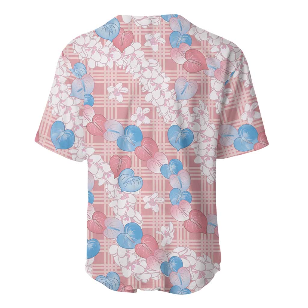 Anthurium Plumeria Lei Pastel Baseball Jersey Pink Hawaiian Splendid Palaka LT01 - Polynesian Pride