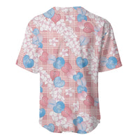 Anthurium Plumeria Lei Pastel Baseball Jersey Pink Hawaiian Splendid Palaka LT01 - Polynesian Pride