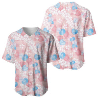 Anthurium Plumeria Lei Pastel Baseball Jersey Pink Hawaiian Splendid Palaka LT01 - Polynesian Pride