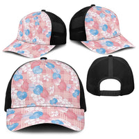 Anthurium Plumeria Lei Pastel Baseball Net Cap Pink Hawaiian Splendid Palaka LT01 - Polynesian Pride