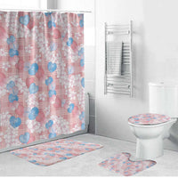 Anthurium Plumeria Lei Pastel Bathroom Set Pink Hawaiian Splendid Palaka LT01 Bathroom Set (4 pcs) Pink - Polynesian Pride