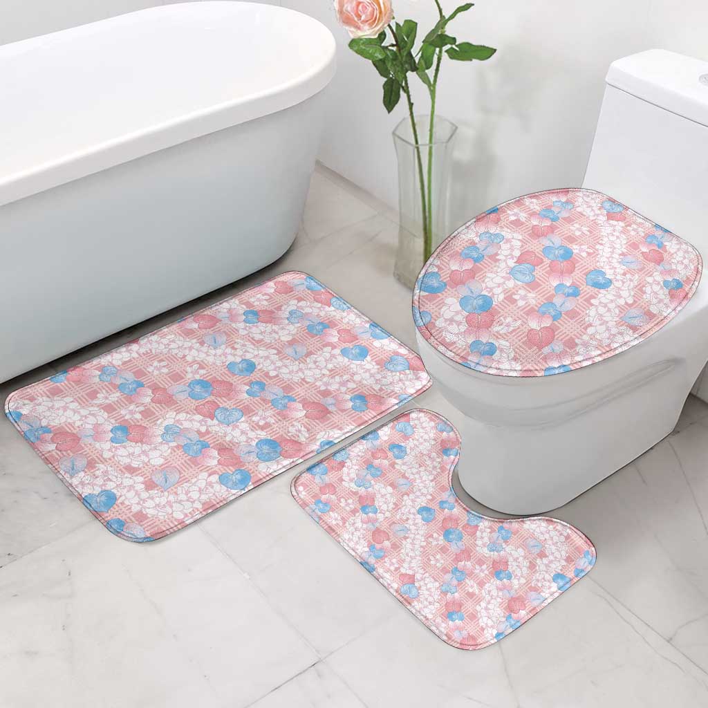 Anthurium Plumeria Lei Pastel Bathroom Set Pink Hawaiian Splendid Palaka LT01 - Polynesian Pride