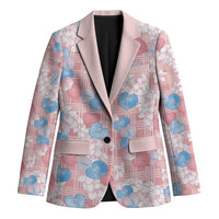 Anthurium Plumeria Lei Pastel Blazer Pink Hawaiian Splendid Palaka LT01 Unisex Pink - Polynesian Pride