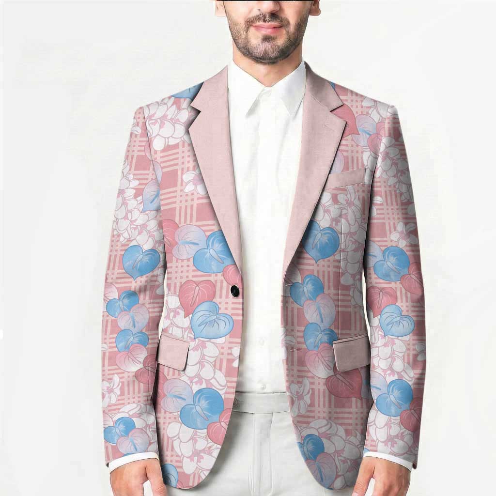 Anthurium Plumeria Lei Pastel Blazer Pink Hawaiian Splendid Palaka LT01 - Polynesian Pride
