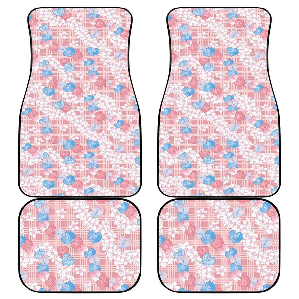 Anthurium Plumeria Lei Pastel Car Mats Pink Hawaiian Splendid Palaka LT01 - Polynesian Pride