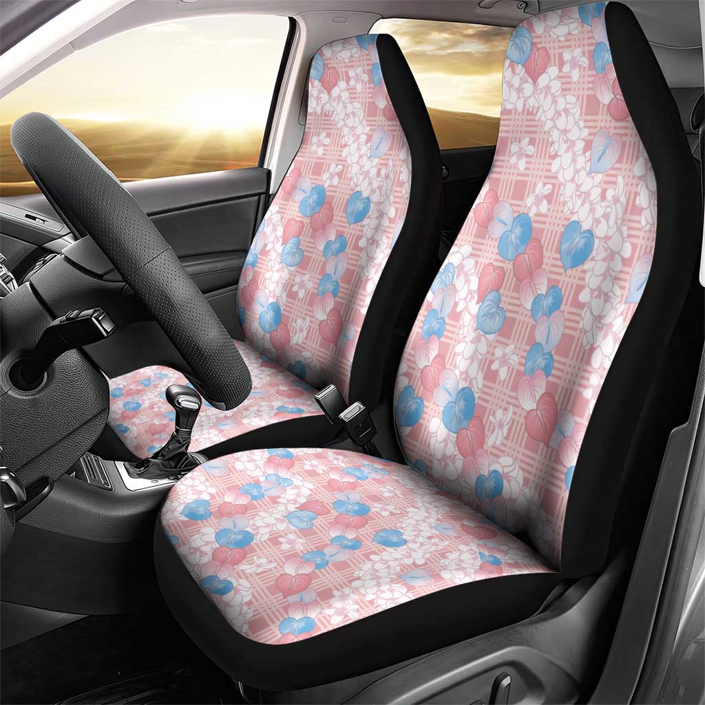 Anthurium Plumeria Lei Pastel Car Seat Cover Pink Hawaiian Splendid Palaka LT01 - Polynesian Pride