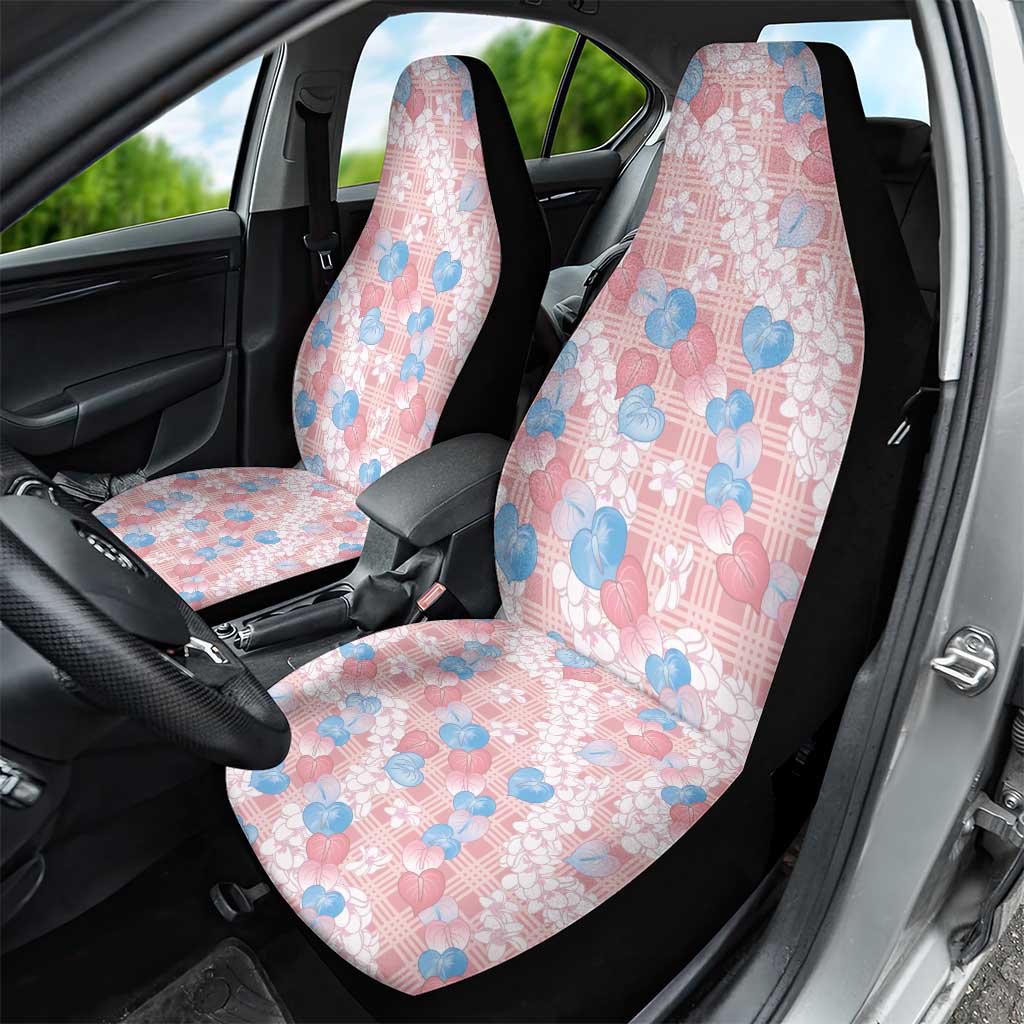 Anthurium Plumeria Lei Pastel Car Seat Cover Pink Hawaiian Splendid Palaka LT01 - Polynesian Pride