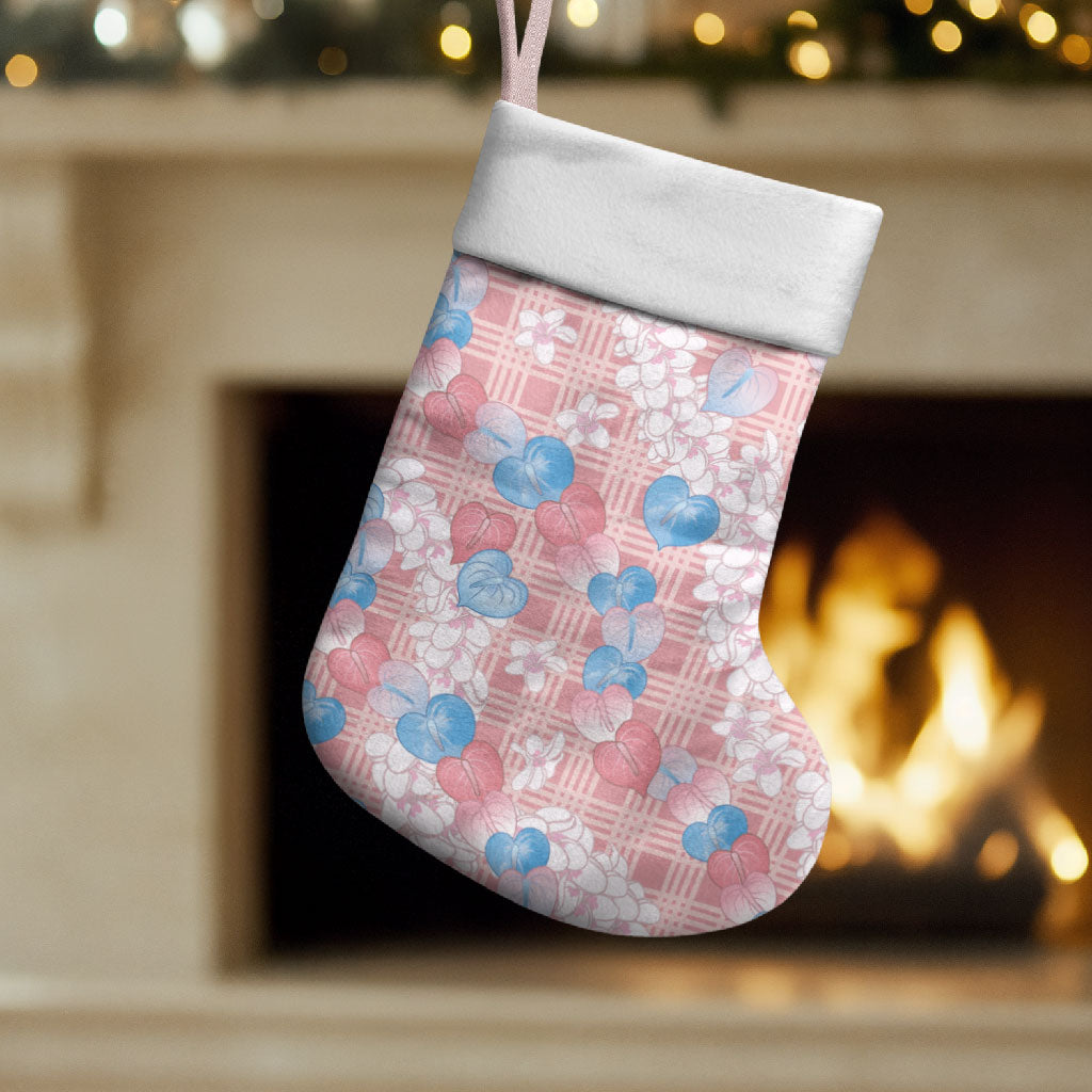 Anthurium Plumeria Lei Pastel Christmas Stocking Pink Hawaiian Splendid Palaka