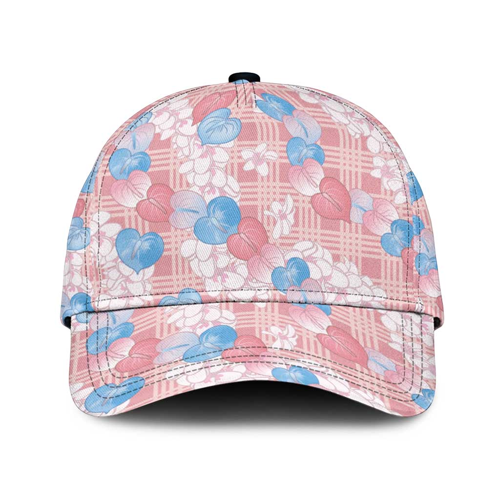 Anthurium Plumeria Lei Pastel Classic Cap Pink Hawaiian Splendid Palaka LT01 Universal Fit Pink - Polynesian Pride
