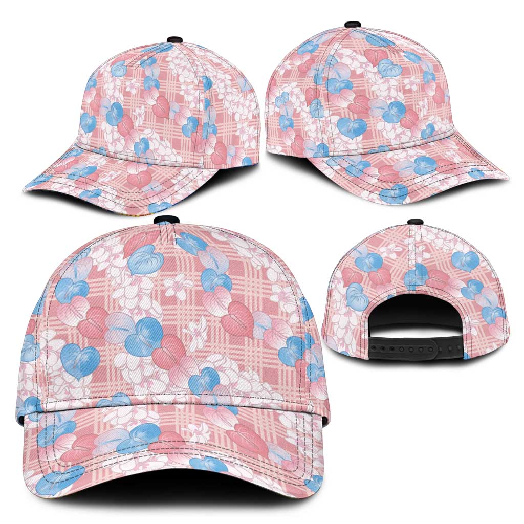 Anthurium Plumeria Lei Pastel Classic Cap Pink Hawaiian Splendid Palaka LT01 - Polynesian Pride