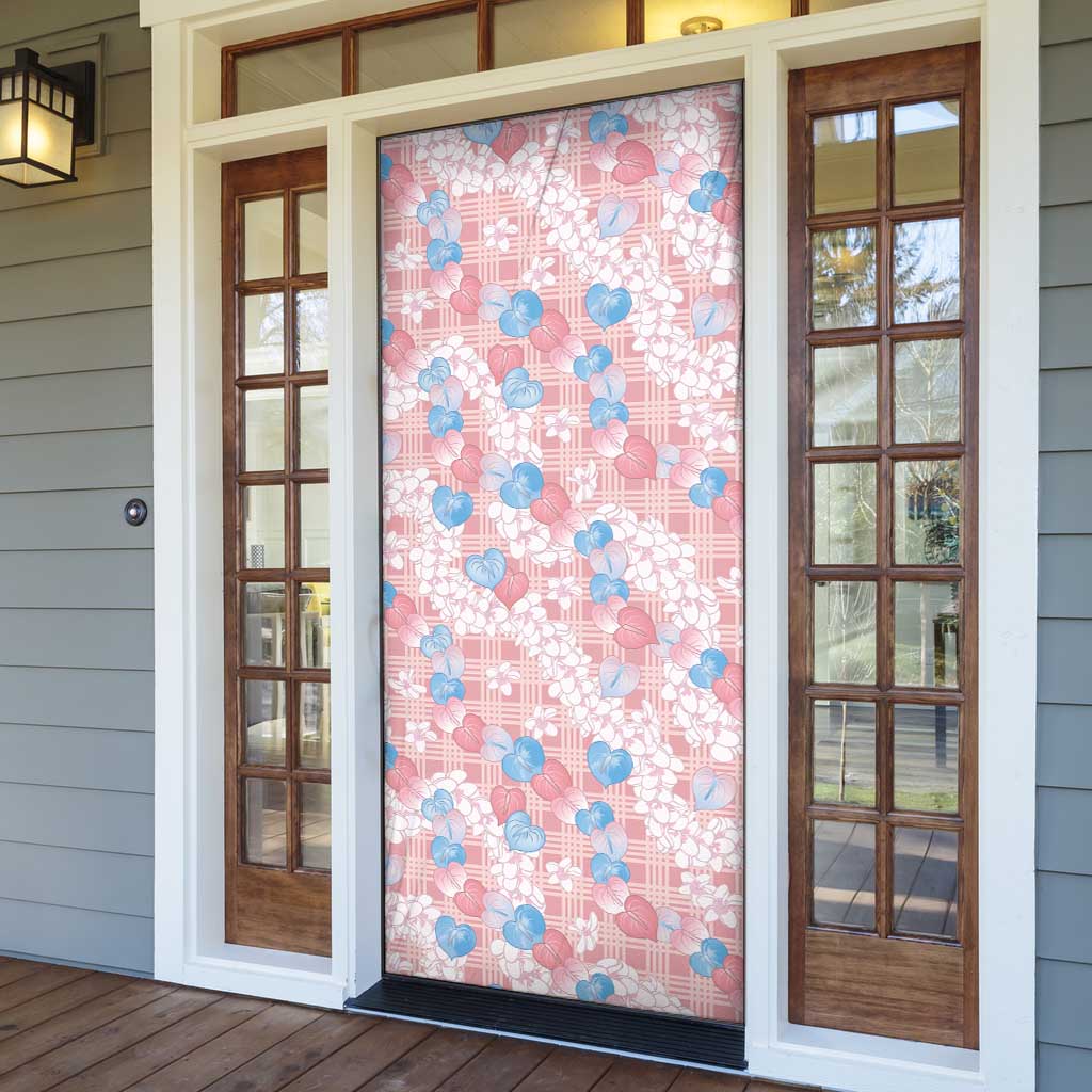 Anthurium Plumeria Lei Pastel Door Cover Pink Hawaiian Splendid Palaka LT01 - Polynesian Pride