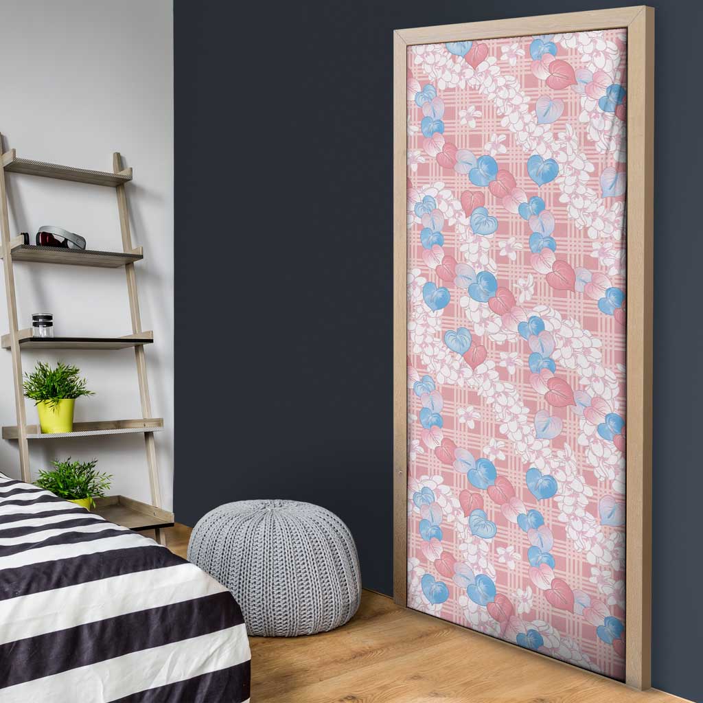 Anthurium Plumeria Lei Pastel Door Cover Pink Hawaiian Splendid Palaka LT01 - Polynesian Pride