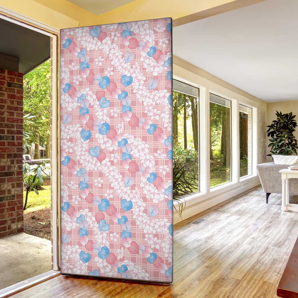 Anthurium Plumeria Lei Pastel Door Cover Pink Hawaiian Splendid Palaka LT01 - Polynesian Pride