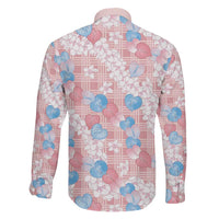 Anthurium Plumeria Lei Pastel Family Matching Long Sleeve Bodycon Dress and Hawaiian Shirt Pink Hawaiian Splendid Palaka
