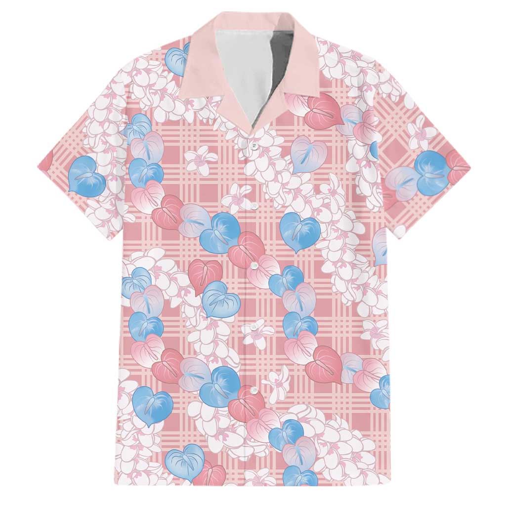 Anthurium Plumeria Lei Pastel Family Matching Puletasi and Hawaiian Shirt Pink Hawaiian Splendid Palaka