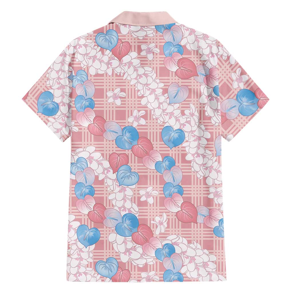 Anthurium Plumeria Lei Pastel Family Matching Puletasi and Hawaiian Shirt Pink Hawaiian Splendid Palaka